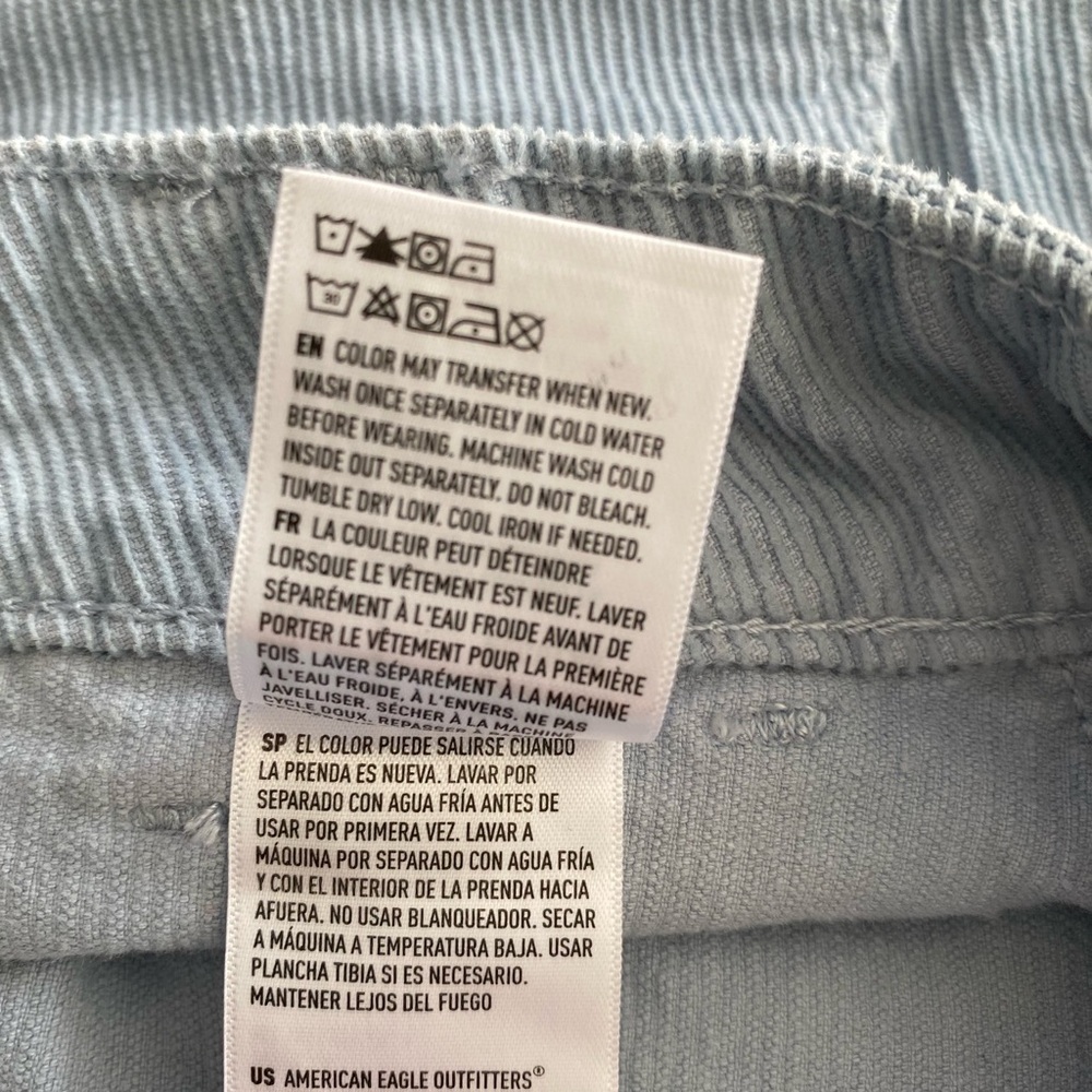 American Eagle Lt blue corduroy front button mini skirt pockets Sz 2 - Picture 7 of 8